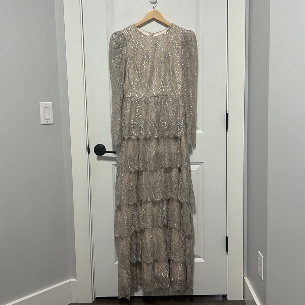 NWT Antonio Melani × Born on Fifth Clara Metallic
Tiered Ruffle Maxi Dress US 2 - Picture 3 of 9